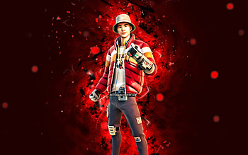 Hat Cade, , red neon lights, Fortnite Battle Royale, Fortnite characters, Hat Cade Skin, Fortnite, Hat Cade Fortnite HD wallpaper