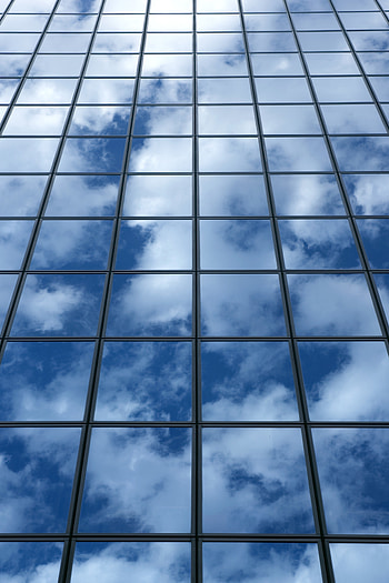 Sky, Reflection, Minimalism, Wall, Facade HD phone wallpaper