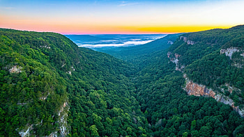 Cloudland Canyon State Park, Georgia, hills, sunse, colors, landscape, trees, sky, forest, usa HD wallpaper