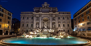 Trevi Fountain during Blue Hour, Story in Art, Travels HD wallpaper