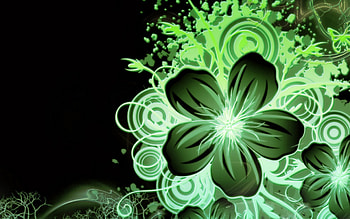 Green Flower, background, black, flower, green, wall, pattern HD wallpaper