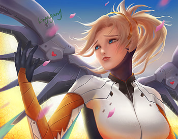 Art Mercy Overwatch, mercy-overwatch, overwatch, games, xbox-games, ps-games, pc-games, fantasy-girls, deviantart HD wallpaper