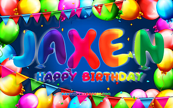 Happy Birtay Jaxen, , colorful balloon frame, Jaxen name, blue background, Jaxen Happy Birtay, Jaxen Birtay, popular american male names, Birtay concept, Jaxen HD wallpaper