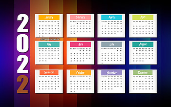 2022 Calendar, , multicolored retro background, 2022 all months calendar, retro texture, 2022 concepts, 2022 New Year Calendar HD wallpaper