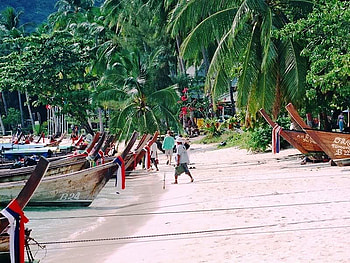 Ko Phi Phi Don Island, Thailand, trees, island, sand, boats HD wallpaper