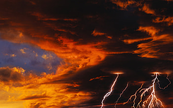 Landscape, Clouds, Lightning HD wallpaper