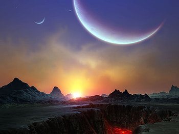 celestial sight, night, moon, beatiful, sky, sun HD wallpaper