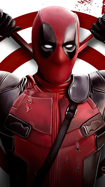 Deadpool, Red, Weapons HD phone wallpaper