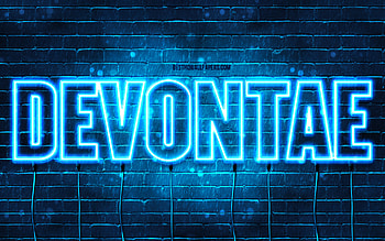 Devontae, , with names, Devontae name, blue neon lights, Devontae Birtay, Happy Birtay Devontae, popular italian male names, with Devontae name HD wallpaper
