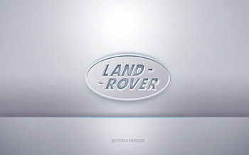 Land Rover 3d white logo, gray background, Land Rover logo, creative 3d art, Land Rover, 3d emblem HD wallpaper