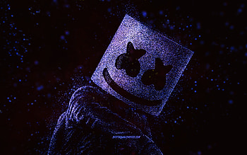 Marshmello, blue glitter art, DJ Marshmello art, black background, American DJ, Marshmello art, Christopher Comstock HD wallpaper
