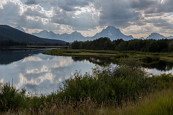 Nature, Grass, Mountains, Clouds, Lake HD wallpaper