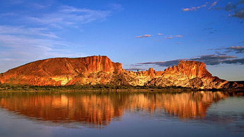 desert lake in australia, desert, cliffs, reflection, lake HD wallpaper