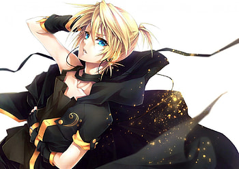 Kagamine Len, heads, ribbon, gloves, vocaloid, anime, boy, short hair, blonde hair, guy HD wallpaper
