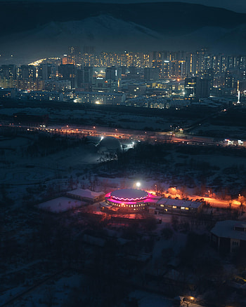 Cities, Building, Lights, View From Above, Dark, Night City, Backlight, Illumination HD phone wallpaper