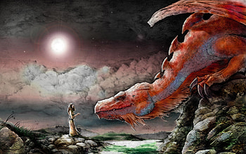 dragon mistress, dragon, mistress, cliff, cloud HD wallpaper