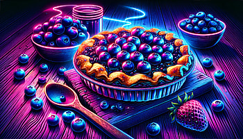 Vibrant Blueberry Pie, blueberry pie, neon art, dessert, berry, vibrant colors HD wallpaper