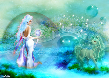 Time For Magic , Time for Magic, Land, Unicorn, Bridge, Bubbles, Lady, Fantasy, Bubble HD wallpaper
