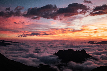 Nature, Sunset, Mountains, Clouds, Dark, Fog HD wallpaper