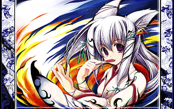 animal ears nagomi purple eyes shinryuusai tagme tenmu white hair, animal-ears-nagomi, purple-eyes-shinryuusai-tagme-tenmu-white-hair HD wallpaper