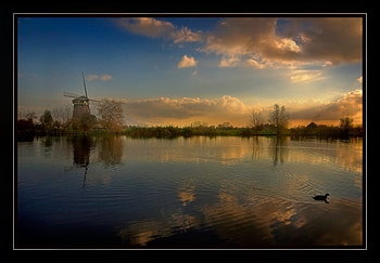 Windmill, old, nature, lake HD wallpaper