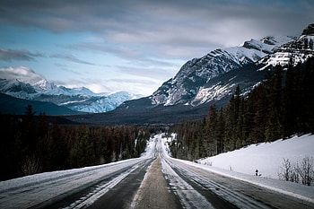 Nature, Mountains, Road, Snow Covered, Snowbound, Slope HD wallpaper