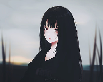 Beautiful, anime, woman, dark hair, fan art HD wallpaper