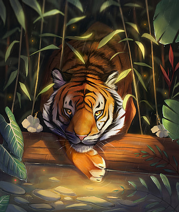 Art, Rain, Tiger, Nice, Sweetheart HD phone wallpaper