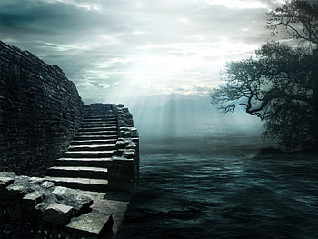 Landscape, Water, Sky, Ladders HD wallpaper