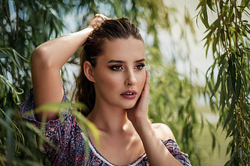 Beautiful, woman, outdoor, brown eyes HD wallpaper