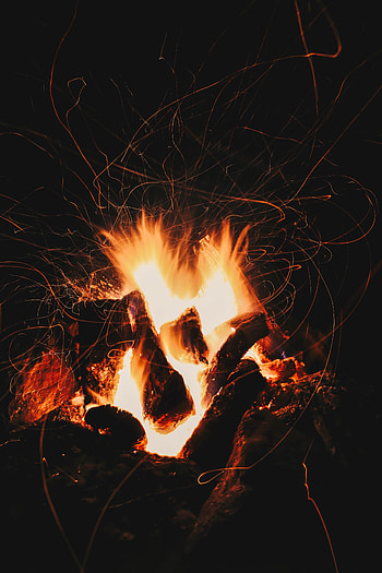 Fire, Bonfire, Dark, Sparks HD phone wallpaper