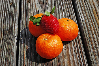 Fruits, Food, Strawberry, Berries, Tangerines HD wallpaper