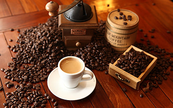 Coffee, cup, beens, drink HD wallpaper