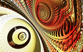 LOOK INTO MY EYES, geometry, eyes, fractal, orange HD wallpaper