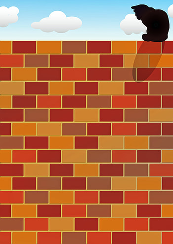 Art, Vector, Cat, Fence, Brick Wall HD phone wallpaper