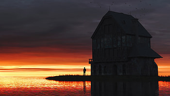 Alone And Peaceful, alone, silhouette, artist, artwork, digital-art, artstation HD wallpaper