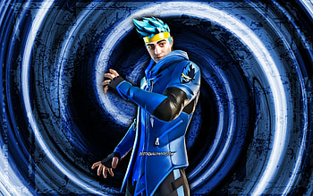 Ninja, blue grunge background, Fortnite, vortex, Fortnite characters, Ninja Skin, Fortnite Battle Royale, Ninja Fortnite HD wallpaper