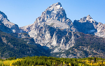 The impressive namesake, Grand Teton National Park, peaks, trees, sky, usa, wyoming HD wallpaper