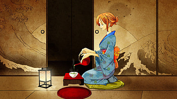 Anime, Girl, Tea, Kimono, Ceremony HD wallpaper