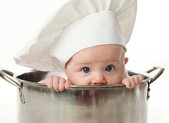 Peek a boo!, white, cute, baby, copil, chef, boy, funny, child, hat, pot HD wallpaper