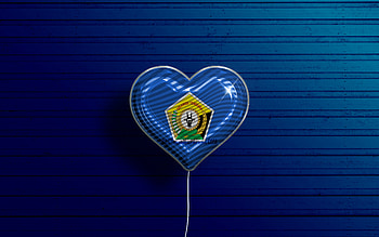 I Love Southeast Sulawesi, , realistic balloons, blue wooden background, Day of Southeast Sulawesi, indonesian provinces, flag of Southeast Sulawesi, Indonesia, balloon with flag, Provinces of Indonesia, Southeast Sulawesi flag HD wallpaper
