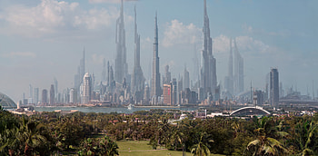 Futuristic City Skyline, Futuristic city, City painting, Cityscape HD wallpaper