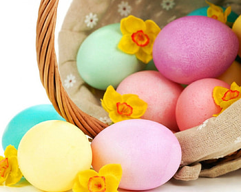 Easter Eggs, basket, flowers, Easter, eggs HD wallpaper