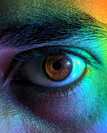 Macro, Multicolored, Motley, Eye, Pupil, Eyelash, Eyelashes HD phone wallpaper