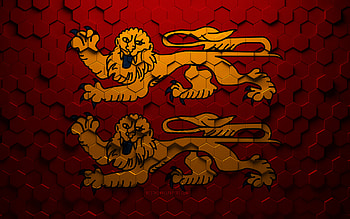 Flag of Normandy, honeycomb art, Normandy hexagons flag, Normandy 3d hexagons art, Normandy flag HD wallpaper