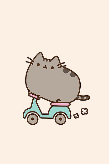 Pusheen Scooter Ride | Whisker Ride | Cute Cat Art, cute cat, illustration HD phone wallpaper