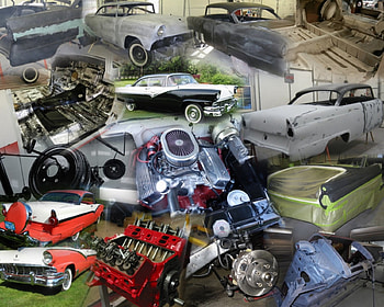56 Restoration collage, ford, collectible, classic car, cars HD wallpaper