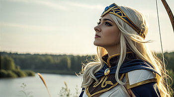Ashe from League of Legends - Stunning Ultra, Ashe (League Of Legends), cosplay, nature, fantasy, portrait HD wallpaper