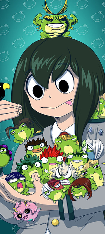 Class 1A as frogs!, mha, tsuyu, asui, anime HD phone wallpaper