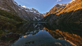 mountain lake, fun, cool, nature, lake, mountain HD wallpaper